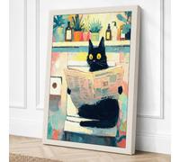Studio Cat Boho Canvas Wall Art Print 36x24 Inch