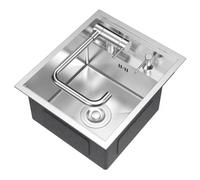 Studio Coffee Shop Kitchen Stainless Steel Silver Single HJYBFA Apartment Bar Counter Invisible RV Space Saving Small Siphon Washing Basin(35 * 45 22cm)