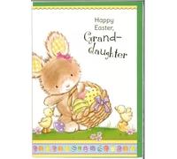 Studio Collection Easter Card for Granddaughter, Cute Rabbit Design with An Egg Border, 13 x 19 cm