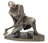 Studio Collection Medieval Templar Knight kneeling with Axe (Cold Cast Bronze Statue/Sculpture 20x17 cm / 7.87x6.69 inches)
