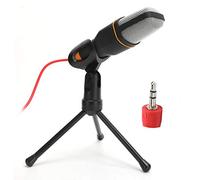 Studio Condenser Microphone, Professional HiFi Stereo Low Noise Cardioid Omnidirectional Wired Computer Microphone Set with Desktop Tripod for Recording Live Broadcast Speech,Plug and Play (Black)