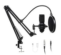 Studio Condenser USB Microphone Computer PC Microphone Kit with Adjustable Scissor Arm Stand Shock Mount, for PC Computer Recording Podcasting YouTube Karaoke Gaming Streaming Teaching Guarda GD100