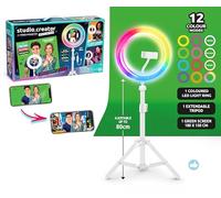 Studio Creator Video Maker Kit - White Edition | LED Ring Light, Adjustable White Tripod, Green Screen & Phone Holder | Create Videos for TikTok, YouTube, Instagram | Ages 8+