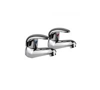 Nes Home Hot & Cold Basin Tap Pair Set Chrome Bathroom Sink