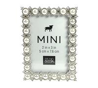Studio Decor Silver Tone Imitation Pearl Metal Mini Picture Frame, 2 X 3 (Standard Version)