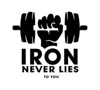 Studio Decorative Stickers Iron Never Lies to You Quote Wall Sticker Muscle Strength Dumbbell Design Vinyl Decal Large - 57x64cm