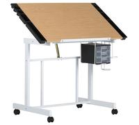 Studio Designs Deluxe Craft Station, Top Adjustable Drafting Table Craft Table Drawing Desk Hobby Table Writing Desk Studio Desk with Drawers, 36''W x 24''D, White/Maple
