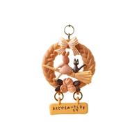 Studio Ghibli Kiki’s Delivery Service Bread Wreath Keychain Collectible Charm with Swinging Sign - Gütiokipän Bakery Inspired Bag & Key Accessory - Official Benelic Merchandise