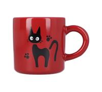 Studio Ghibli Kiki’s Delivery Service Mug Jiji Cat Ref Cup | Winter Edition, Semi-Porcelain, Dishwasher & Microwave Safe, Official Collectible Gift 300ml Red