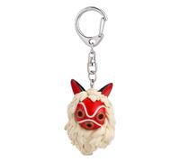 Studio Ghibli Princess Mononoke San Mask Keychain with Kodama - Official Merchandise, 3D Detailed Anime Accessory for Bags & Keys