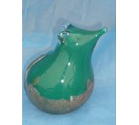 STUDIO GLASS PAPERWEIGHT HANDMADE MOUSE GREEN GUILDED WITH GOLD LEAF