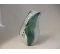 STUDIO GLASS PAPERWEIGHT HANDMADE PENGUIN GREEN STREAKS