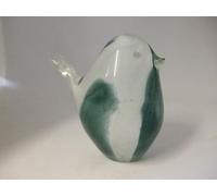 STUDIO GLASS PAPERWEIGHT HANDMADE ROBIN GREEN STREAKS