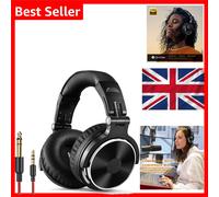 OneOdio Over Ear Headphone Studio Wired Bass Headsets with 50mm Driver, Foldable Lightweight Headphones with Shareport and Mic for DJ Recording Monitoring Mixing Podcast Guitar PC TV