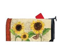 Studio M Decorative MailWrap Fits Standard Size 6.5 x 19 Inch Mailbox Weather Resistant Vinyl Yellow Brown Sunflowers