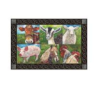 Studio M Farm Animal Patchwork MatMate Doormat Insert - Decorative 18 x 30 Inch Entryway Floor Mat - Easy-Clean Surface with Non-Slip Rubber Backing - Rustic Country Outdoor Welcome Décor