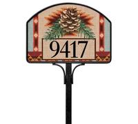 Studio M Vinyl Decorative Christmas Holiday Lodge Style Easy Change, Garden Lawn Yard DeSign Magnet 14 x 10 Inch Red Green Brown Pinecone