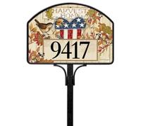 Studio M Vinyl Decorative Fall Autumn Patriotic Easy Change, Garden Lawn Yard DeSign Magnet 14 x 10 Inch Red White Blue Harvest Home