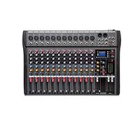 Studio Mixing Desks, 6/8/12/16 Channels Compact Audio Mixer Bluetooth USB DJ Sound Mixing Console 48V Monitor Amplifier,12 way