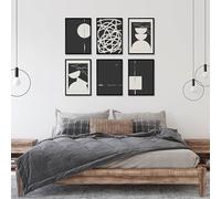 Studio Moien Abstract Black and White Vintage Poster Set - 6 Art Prints in Black, White, Beige - Wall Arts - Unframed 250 gsm Matt Museum Quality (DIN A3 (29.7 x 42 cm)