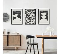 Studio Moien Abstract Black and White Vintage Sophistication Poster Set - 3 Art Prints in Black, White, Beige - Wall Arts - Unframed 250 gsm Matt Museum Quality (DIN A3 (29.7 x 42 cm)