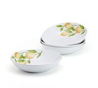 Studio Nova Countryside Lemons Set of 4 Pasta Bowls, 8 Inch, 20 Ounce, White