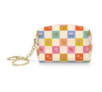 Studio Oh! Key Chain Coin Purse for Teens and Tweens, Cute Coin Purse for Women, Use as Keychain Wallet or Store Essential Personal Items for On The Go, 3.5"l x 2"w x 2"h, Checkerboard Blooms, 3.5"l x