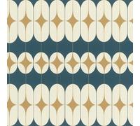 Studio Onszelf Retro Geometric Wallpaper Navy Cream Gold Feature Wall