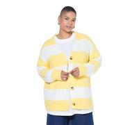 Studio Untold Womenswear Plus Size Curvy Chunky Striped Oversized Cardigan Pale Yellow 50+ 849683600-50+