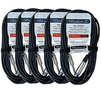Studio Z Microphone Cable 5 Pack 10Ft Female XLR to 1/4 Inch TS Male Mono 3 PIN Flexible Mic Cable Unbalanced Interconnect Wire Mic Cord for Dynamic Sound Built to Last