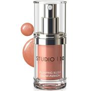 Studio10 Plumping Blush Glow Plexion Liquid Cream Blusher in Rosy Peach Tint Hydrating Skincare Infused Formula to Brighten Lift and Smooth Mature Skin with Radiant Dewy Finish and Comfort Wear