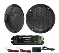 STUDIOFINIX 4 Inches Waterproof Marine Bluetooth Ceiling Speakers for Bathroom Kitchen Home Outdoor Camper Golf Cart Boat with Flush Mount（Black）