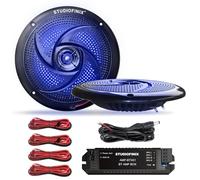 STUDIOFINIX 6.5" 240W Bluetooth Waterproof Marine Speakers - 2 Way Weather Resistant Boat Audio with LED Lights, and Low Profile Slim Style Suitable for Boat, RV, ATV, UTV, Golf Cart (1 Pair, Black)