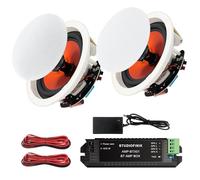 STUDIOFINIX - 8 inch Bluetooth ceiling speaker with 2 channel amplifier, 400W peak power output pair, perfect for clear sound in living room, office, kitchen