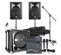 Studiomaster PA System Packages - VX800BT Active Speakers Set, Club XS 10 Channel Mixer & Microphones