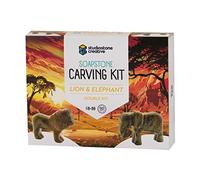 STUDIOSTONE CREATIVE DIY Arts & Crafts Carving Kit Kids Adults Lion & Elephant Sculpture Soapstone