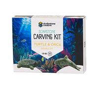 STUDIOSTONE CREATIVE DIY Arts & Crafts Carving Kit Kids Adults Turtle & Orca Sculpture Soapstone