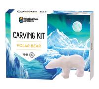 STUDIOSTONE Creative Polar Bear Alabaster Soapstone Sculpture Stone Carving DIY Arts Crafts Kit Kids Adults