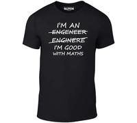 STUDO&PCRA Men's I'm an Engineer Good at Maths Slim Fit Mens Slim Fit Mens Funny Engeneer Physics Graduate T-Shirts Black M
