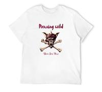 STUDO&PCRA Men's Running Wild Under Jolly Roger Crossbones T-Shirts White L