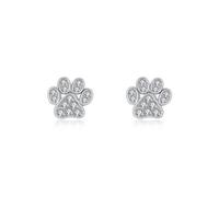 Studs Earrings for Women, 925 Sterling Silver Earrings Studs Silver Cat'S Paw with Cubic Zirconia 7.7X7mm for Lesbian Valentines Day Jewelry Modern