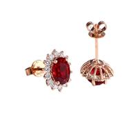 Studs Earrings for Women Big, Summer Earrings Pack Flower with 2ct Lab Created Ruby and Moissanite 9K Rose Gold