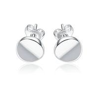 Studs Earrings for Women, Silver Earring Jewelry Simple Round 8X10mm for Lesbian Birthday Jewelry Upgrade
