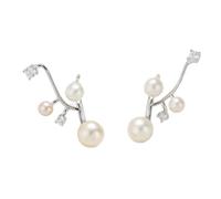 Studs Earrings with Zircon and Delicate Pearls Ear Climber Ear Cuff Perfect for Parties Zirconia Drops Earrings