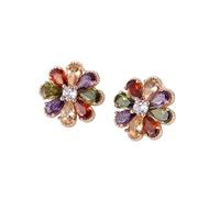 Studs, Lightweight for Plated Colourful Sunflower Pear Shape Zirconia Jewelry for Party Holiday
