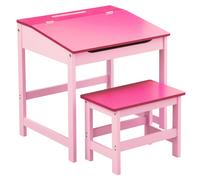 Orsina Durable Children's Pink Desk And Stool, Sleek Functional Desk For Children, Angled Surface Desk And Stool