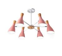 Study Bedroom Dining Room Living Room,Atmosphere Creative Wooden Decoration Chandelier,E27 Nordic Log Buttons Chandelier-White. 3 Head