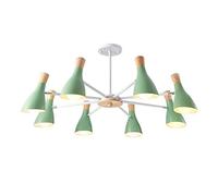 Study Bedroom Dining Room Living Room,Atmosphere Creative Wooden Decoration Chandelier,E27 Nordic Log Buttons Chandelier-White. 3 Head