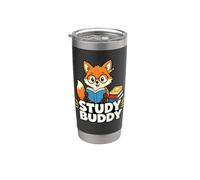 Study Buddy Fox Cute Student Reading Graphic Stainless Steel Insulated Tumbler