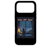 Study Chill Repeat Lo Fi Anime Girl Headphones Rainy Night Case for iPhone 17 Pro Max